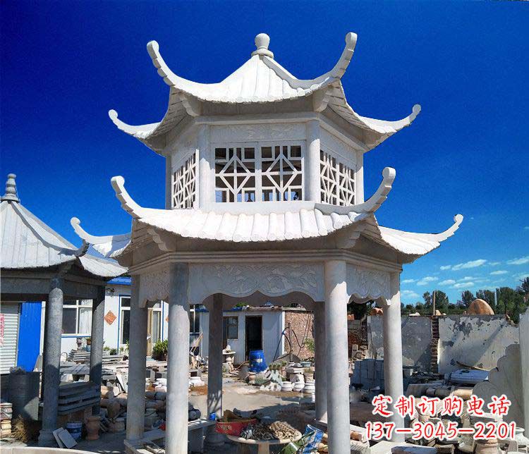 宁夏大理石双层凉亭雕塑