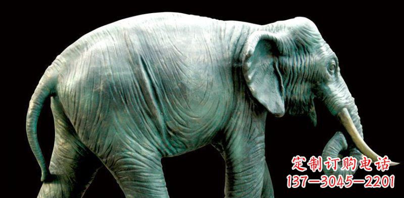 宁夏公园大象动物铜雕 (3)