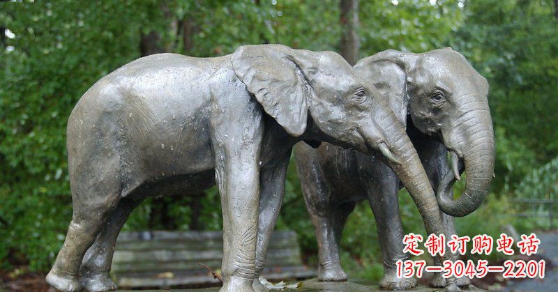 宁夏公园大象动物铜雕 (2)