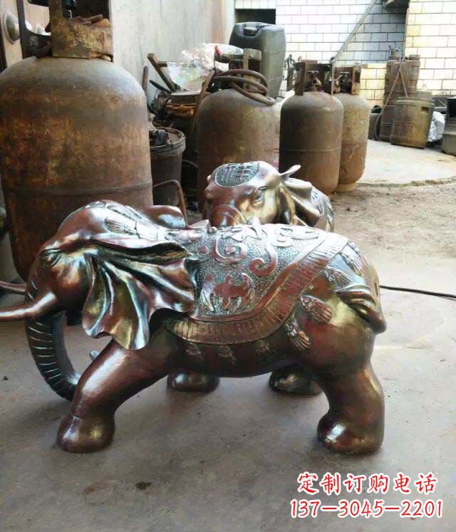 宁夏公园大象招财动物铜雕 (2)