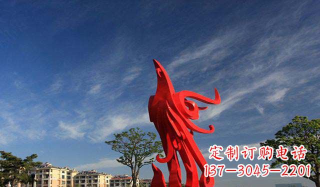 宁夏公园大型不锈钢凤凰雕塑