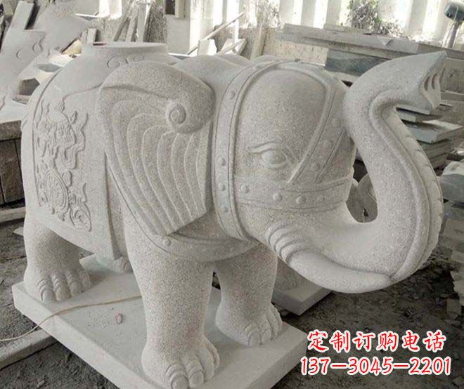 宁夏公园动物大理石大象石雕 (3)