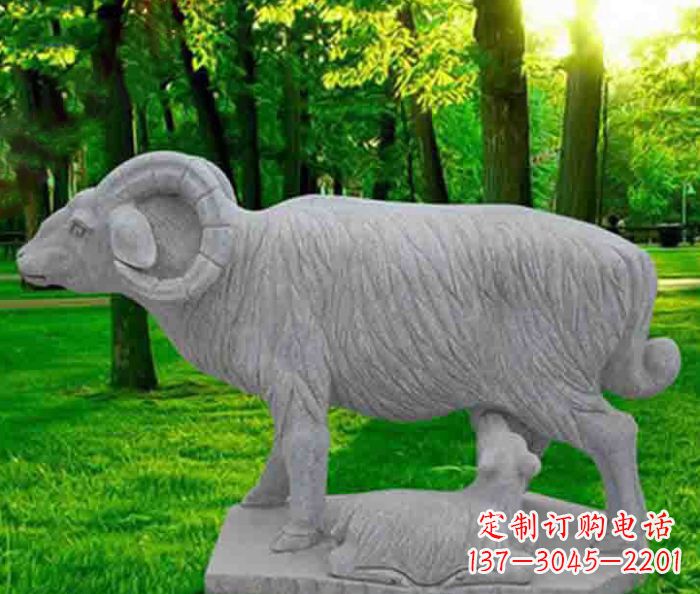 宁夏中领雕塑精美大理石母子羊石雕