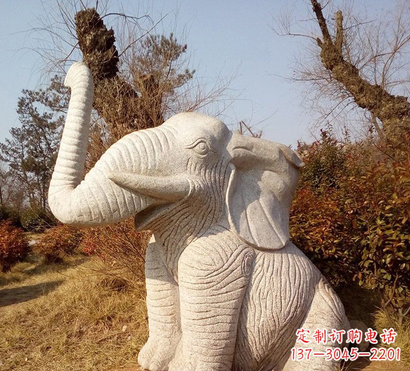 宁夏公园动物大象石雕