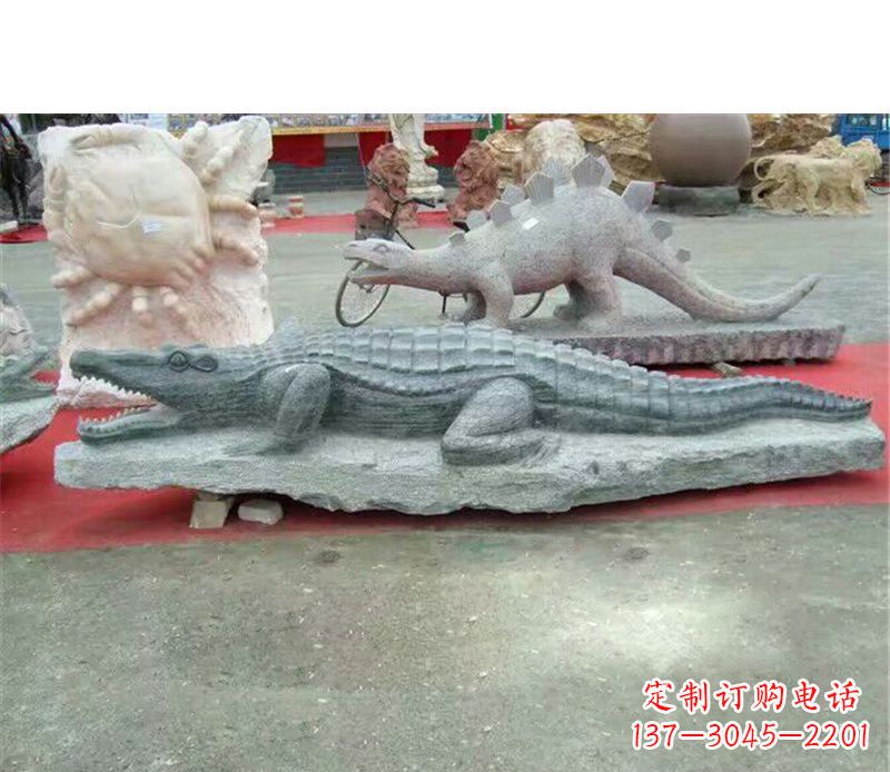 宁夏公园动物鳄鱼石雕
