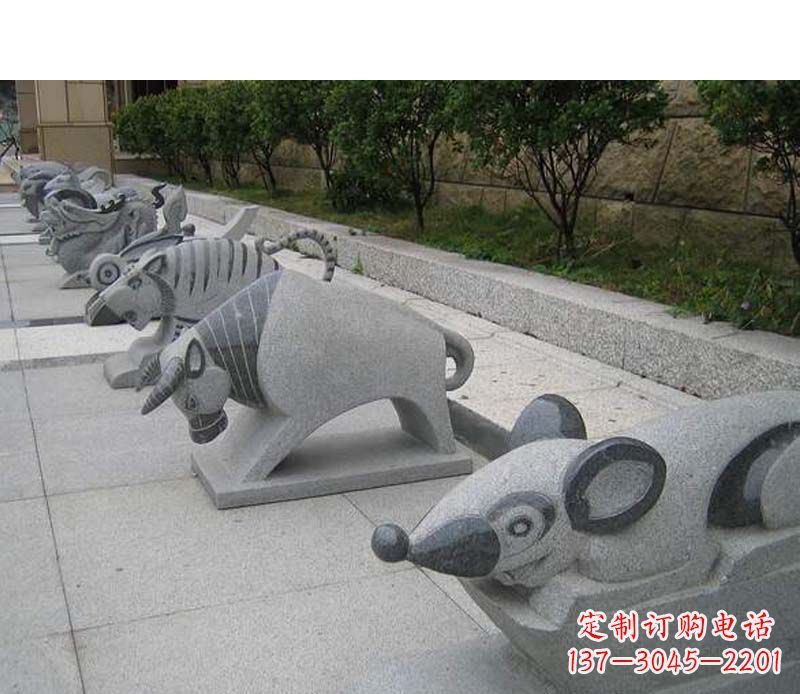 宁夏公园动物雕塑十二生肖石雕
