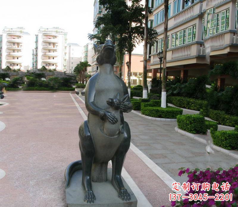 宁夏公园动物袋鼠石雕