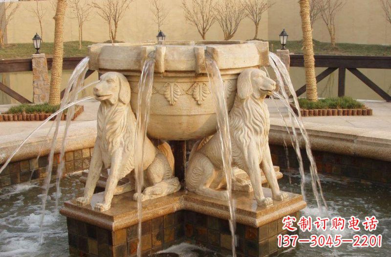 宁夏喷泉狗石雕