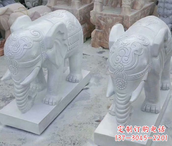 宁夏高雅雕塑招财石雕大象