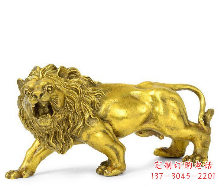宁夏黄铜鎏金狮子雕塑——象征力量的艺术精品