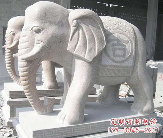 宁夏公园动物吉祥大象石雕 (2)