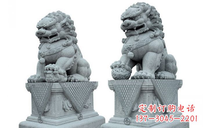 宁夏雕刻精美的狮子石雕