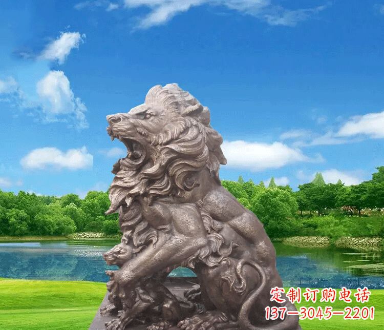 宁夏高贵雄毅的狮子铜雕