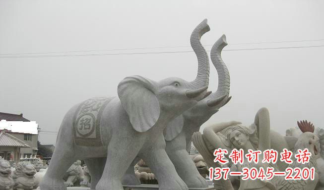 宁夏公园动物长鼻大象石雕