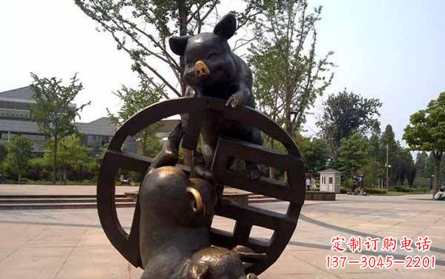 宁夏中领雕塑——动物猪铜雕