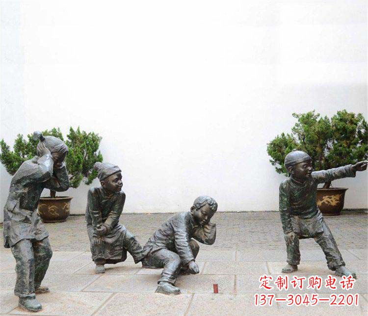 宁夏公园放鞭炮的小孩小品铜雕