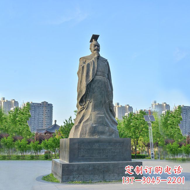 宁夏公园广场历史名人,青石隋文帝杨坚雕塑