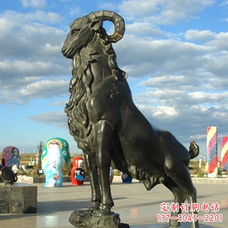 宁夏公园广场登高山羊动物铜雕塑摆件