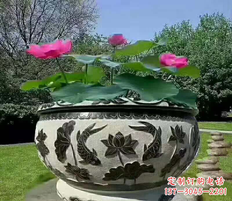 宁夏唯美鲤鱼水缸雕塑