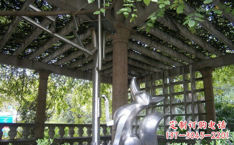 宁夏动物铜雕——公园狐狸与乌鸦小品
