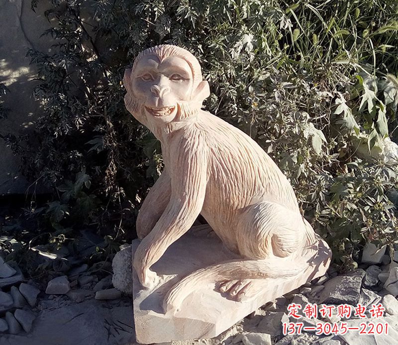 宁夏公园猴子石雕晚霞红动物雕塑