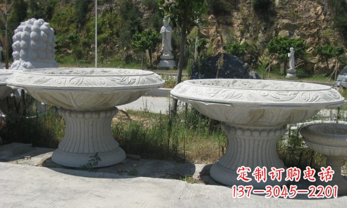 宁夏公园景观大理石花盆雕塑