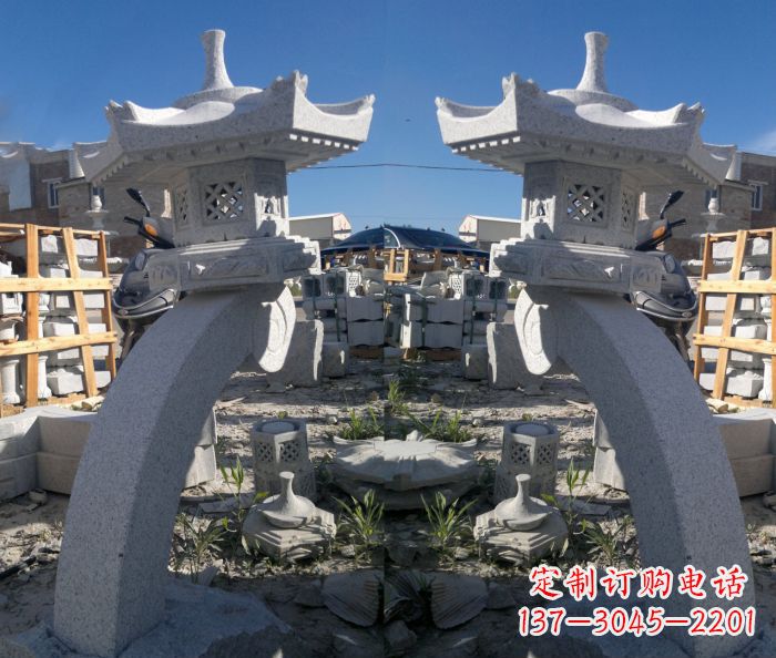 宁夏精美大理石镂空石灯雕塑