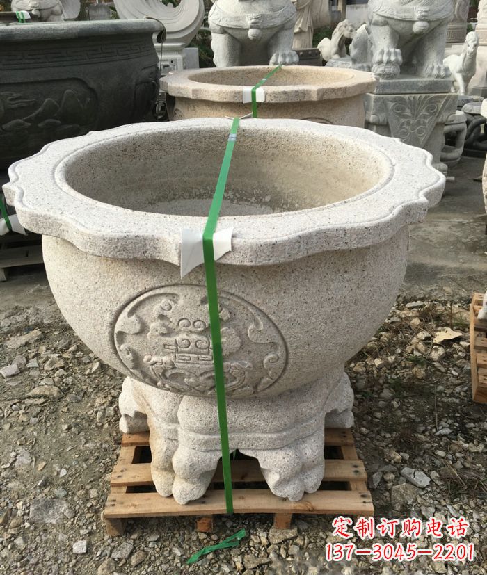 宁夏公园景观大理石水缸石雕