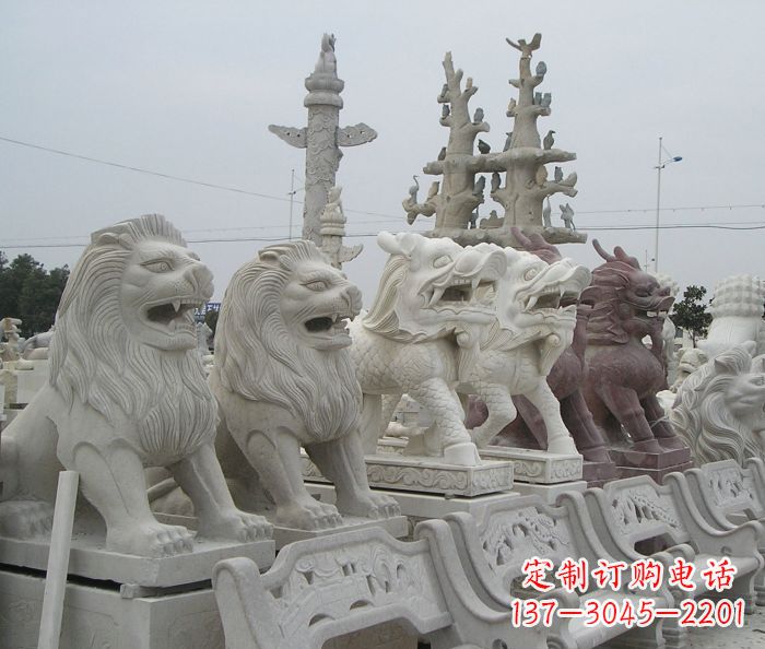 宁夏新中式金色狮子雕塑