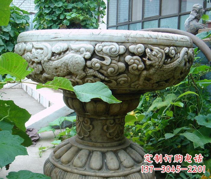 宁夏公园景观仿古花盆石雕