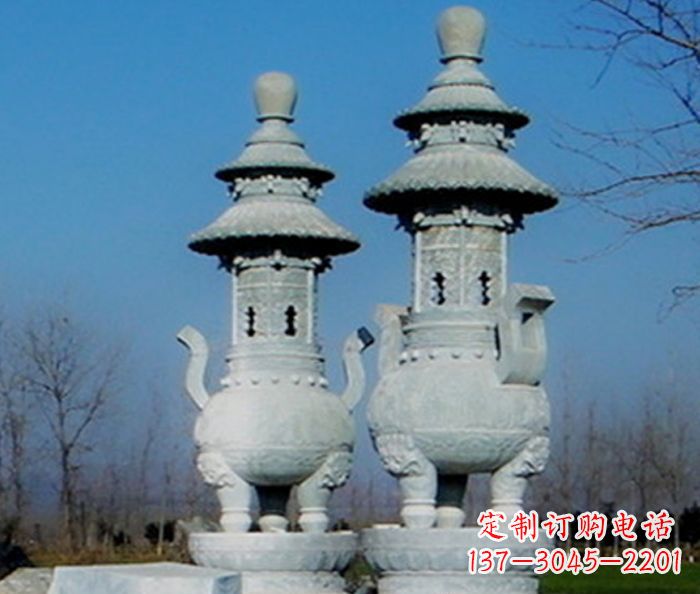 宁夏公园景观仿古石雕香炉