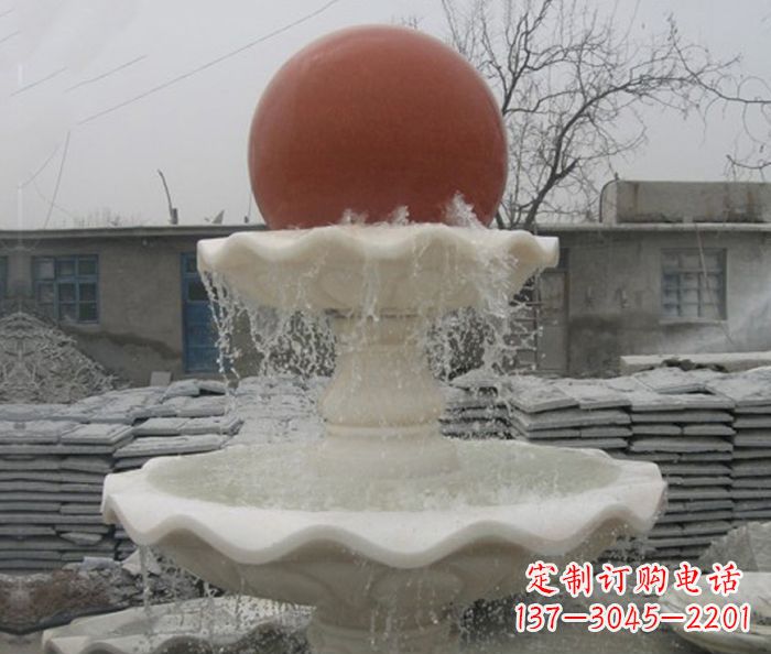 宁夏公园景观汉白玉风水球喷泉石雕