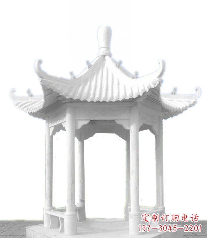 宁夏公园景观汉白玉石雕凉亭 (2)