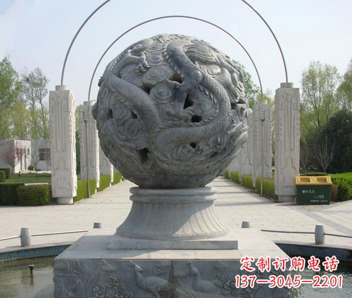 宁夏公园景观镂空龙浮雕喷泉石雕