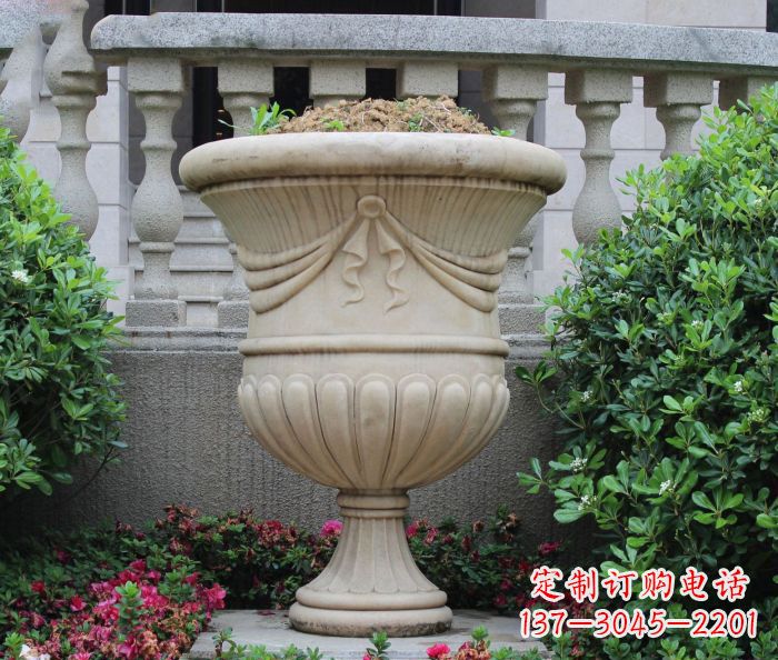 宁夏公园景观欧式花盆石雕