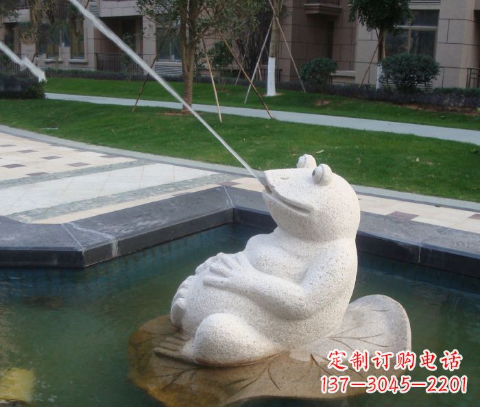宁夏公园景观青蛙喷泉石雕