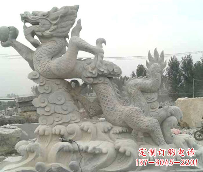 宁夏公园景观青龙出水石雕