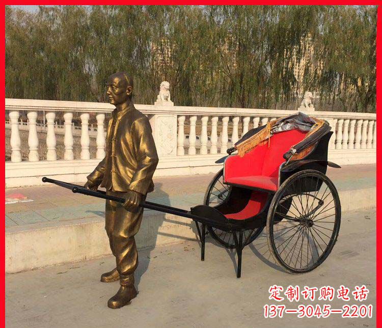 宁夏黄包车铜雕精湛工艺,体现传统文化