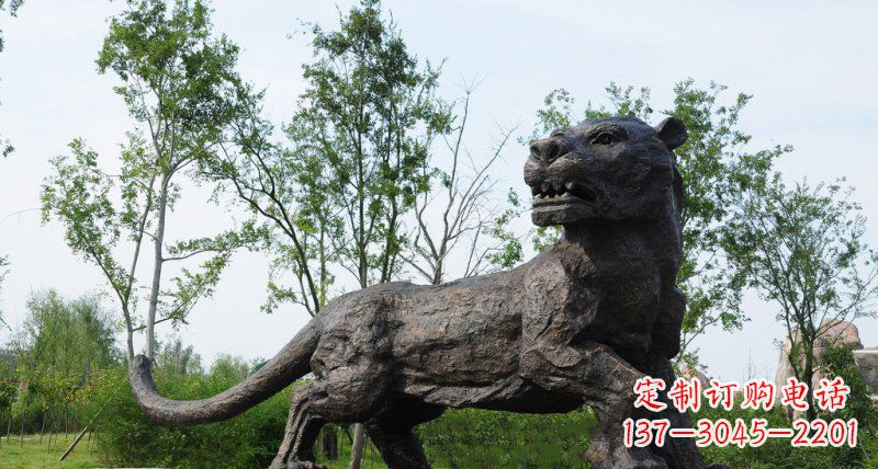 宁夏公园老虎动物铜雕 (4)