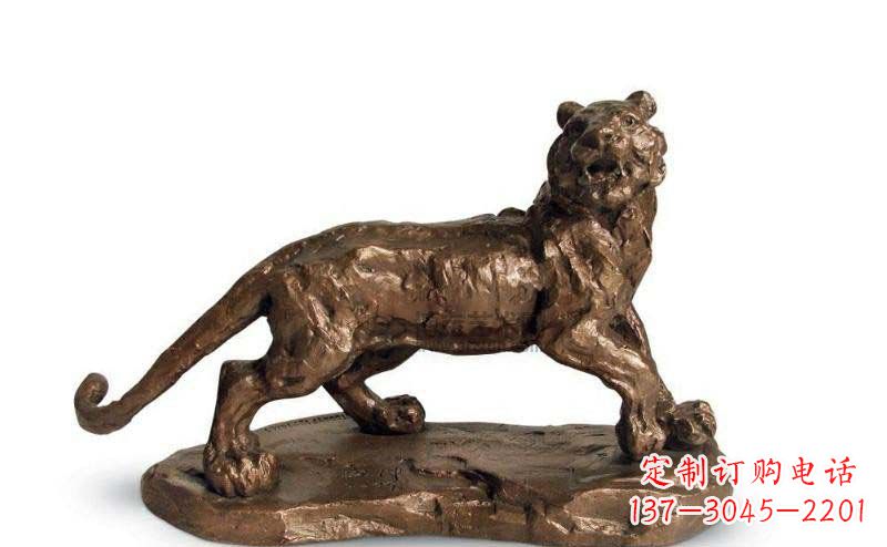 宁夏公园老虎动物铜雕