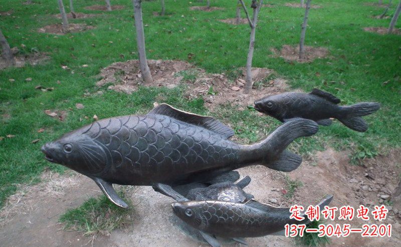 宁夏艺术记忆——公园装饰铜雕鲤鱼