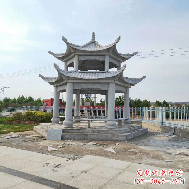 宁夏中领雕塑-精美双层凉亭石雕