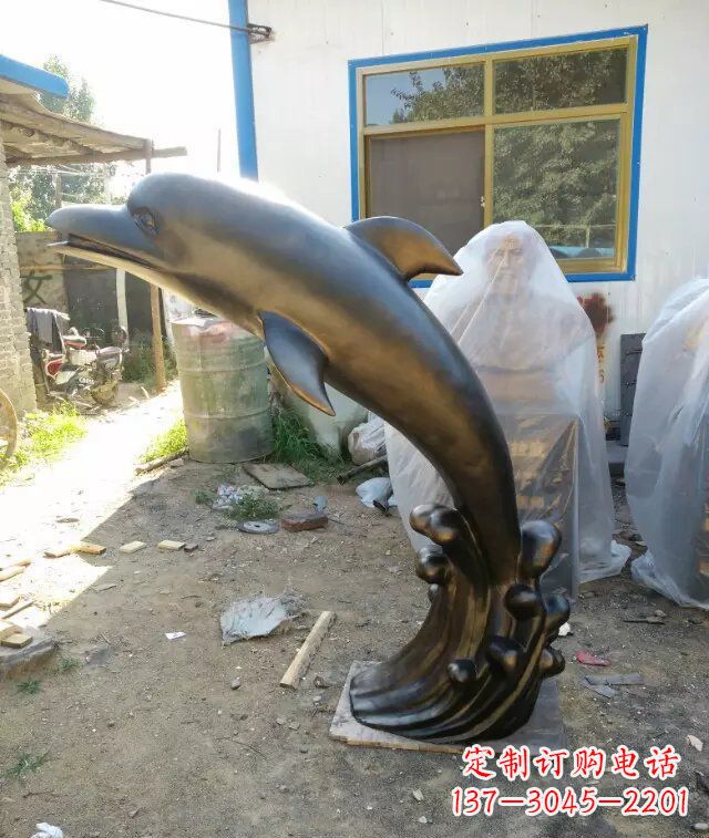 宁夏海豚铜雕塑,精美艺术之作