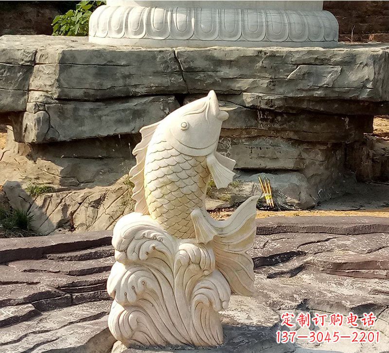 宁夏室外公园鲤鱼石雕装饰