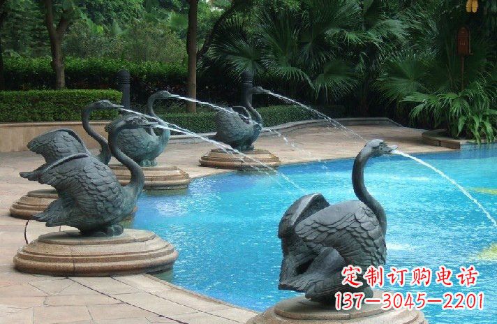 宁夏精美雕刻的天鹅喷泉雕塑