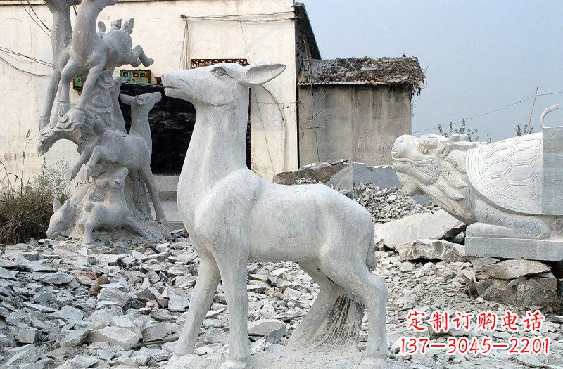 宁夏青石仿古小鹿雕塑,精美优雅