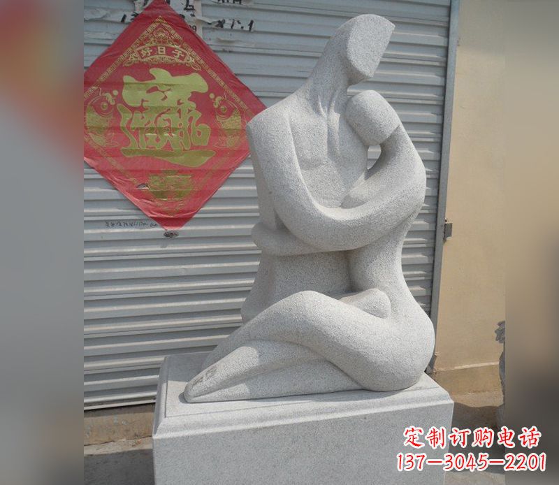 宁夏公园情侣人物小品石雕