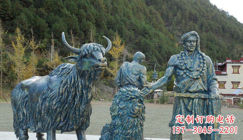 宁夏中领雕塑定制牦牛景观铜雕