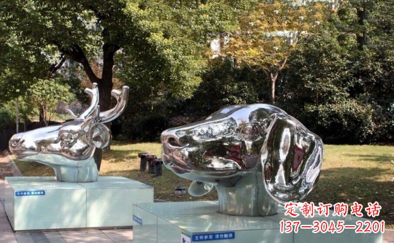 宁夏不锈钢十二生肖头像雕塑