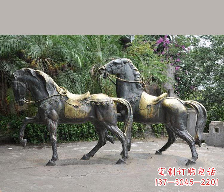 宁夏3米大型精美纯铜马鞍雕塑